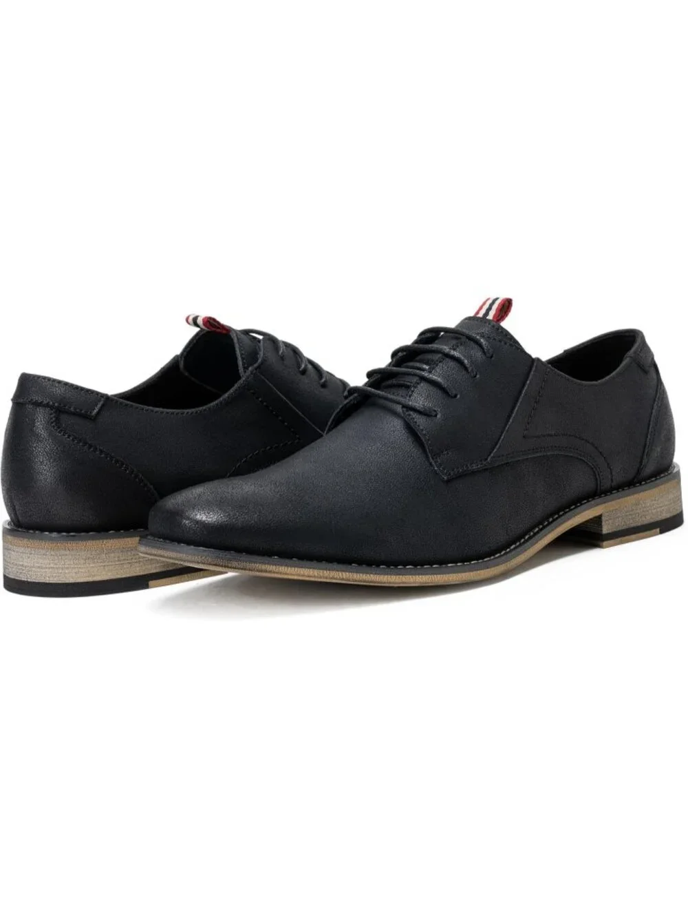 Men's Black Leather Classic Plain Toe Lace Up Business Oxford Dress Shoes